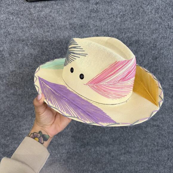 Summer Romero Hat Straw Panama Wide Brim Multicolor Embroidered Boho main image 8